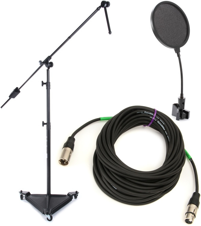 Sweetwater Studio Mic Stand, Cable, Pop Filter Package
