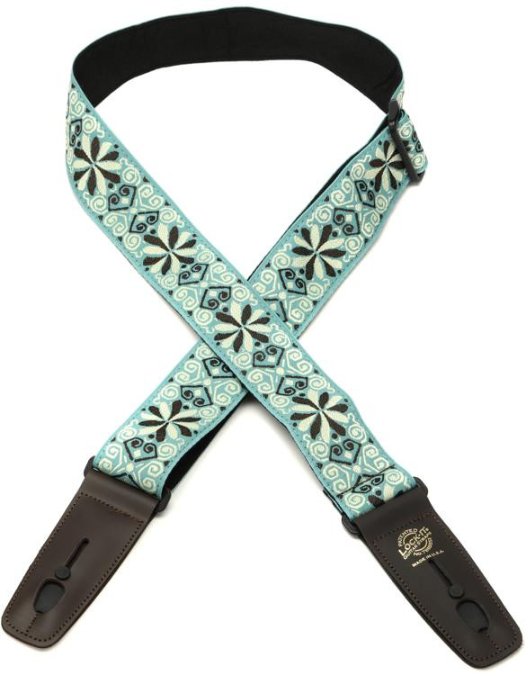 LockIt Straps Designer Series 2" Guitar Strap with Locking Ends Green Flowers Sweetwater