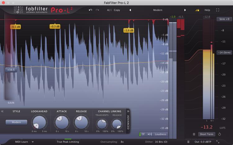 图1 FabFilter Pro-L 2 Brickwall限幅器插件