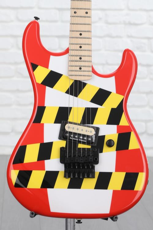 Kramer Baretta Electric Guitar Warning Tape on White Red with Reverse