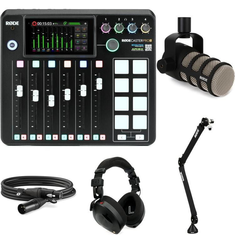 Rode Rodecaster Pro II Podcast Production Console with PodMIc Cardioid ...