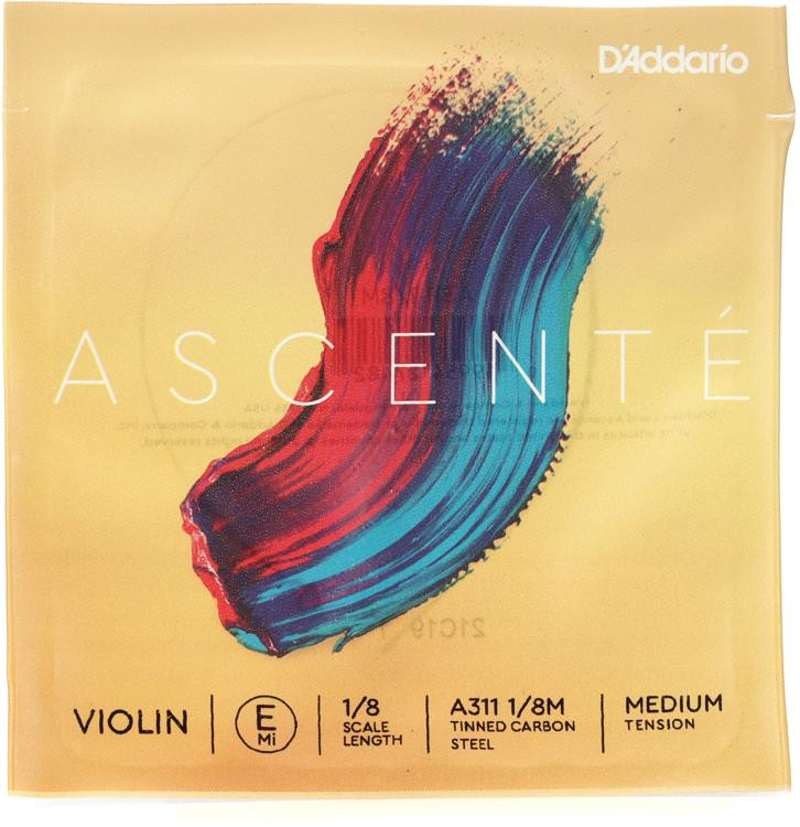 D'Addario A311 Ascente Violin E String 1/8 Size, Medium Tension