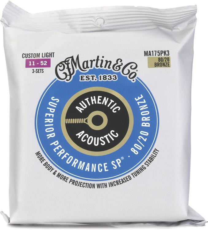 Martin Authentic Superior Performance Acoustic Guitar Strings - 80/20 ...