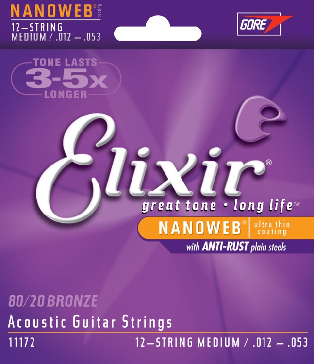Elixir Strings 11172 Nanoweb 80/20 Bronze 12string Medium Acoustic
