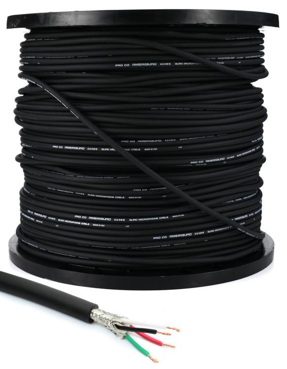 Pro Co Ameriquad 424BK Bulk Quad Microphone Wire 1000 Foot Sweetwater