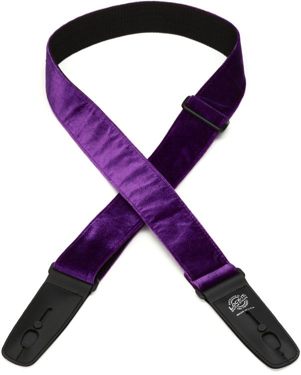 LockIt Straps LIS021CV2PUR Crushed Velvet Guitar Strap Purple