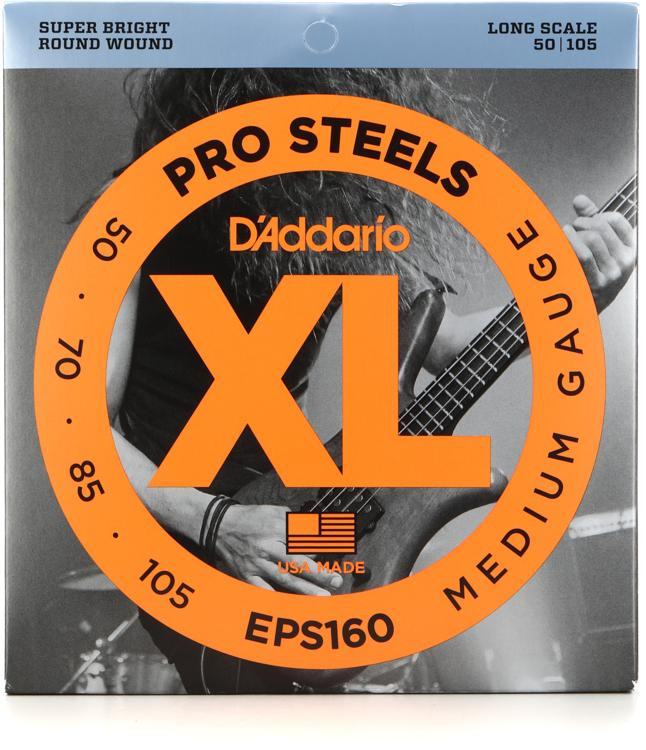 D'Addario EPS160 XL Pro Steels Bass Guitar Strings .050.105 Medium