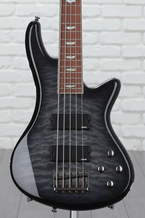 Schecter Stiletto Extreme 5 Bass Guitar SeeThru Black Sweetwater