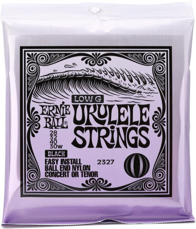 Ernie Ball 2327 Low G Ukulele Strings for Concert/Tenor Black Nylon