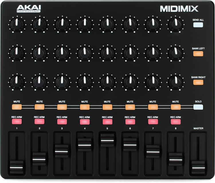 Akai Pro MIDIMIX Contrôleur 9 faders 24 potentiomètres 