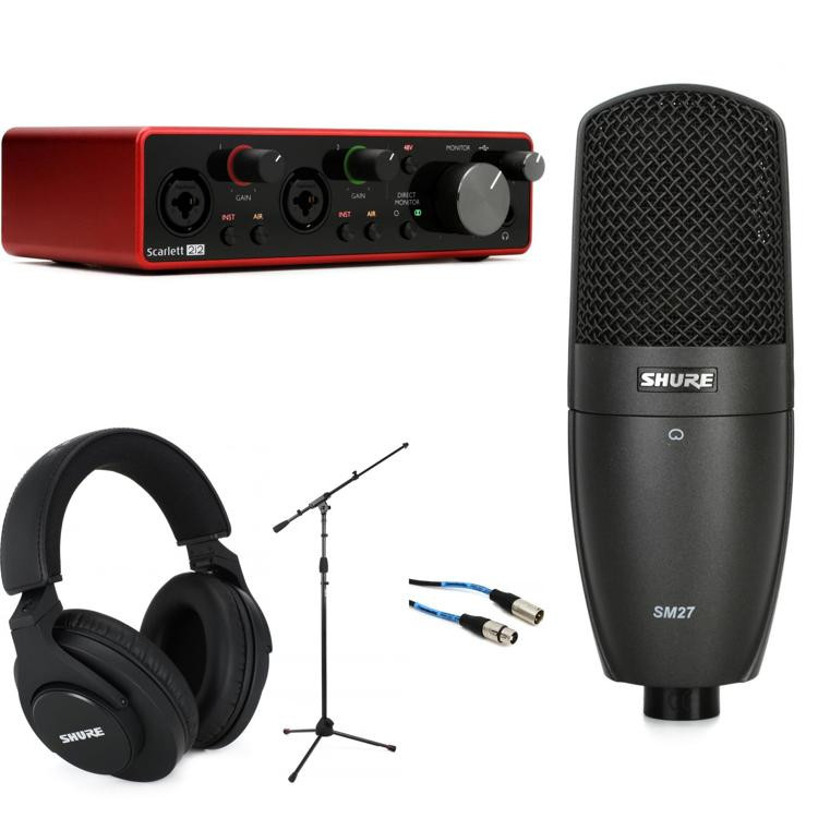 Shure SM27 Largediaphragm Condenser Microphone and Focusrite Scarlett