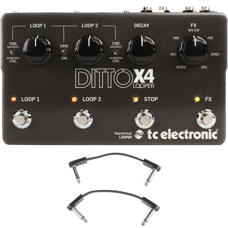 TC Electronic Ditto X4 Looper Pedal with 3 Patch Cables Sweetwater