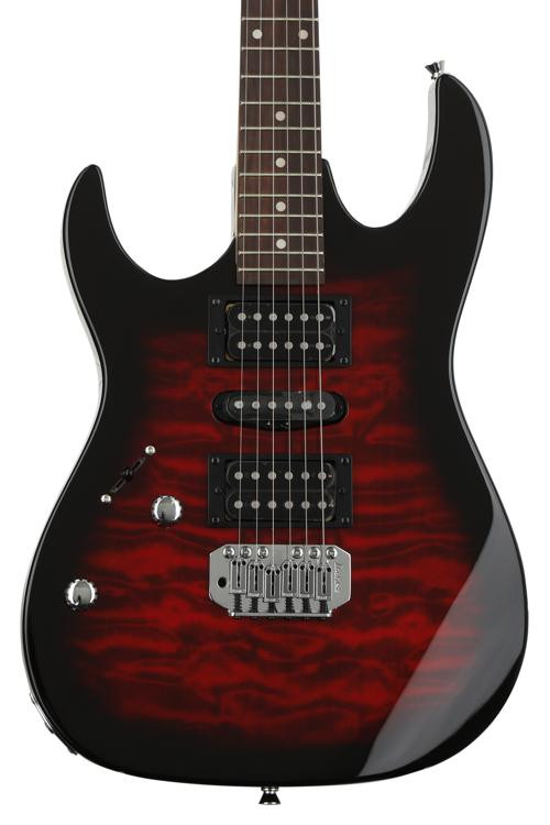 Ibanez GIO Series GRX70QA Left-handed - Transparent Red Burst | Sweetwater