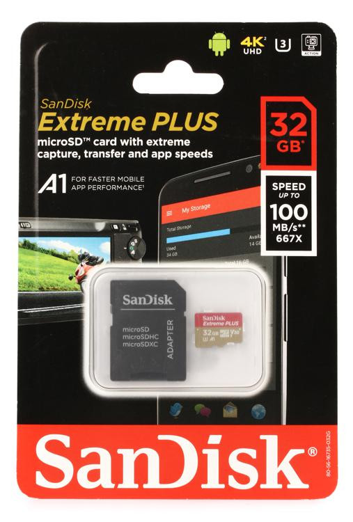 Sandisk Extreme PLUS microSDHC Card - 32GB, Class 10, U3 ...