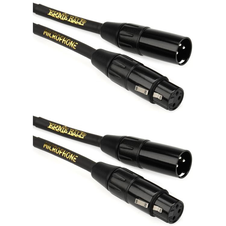 Ernie Ball P06388 Braided Microphone Cable (2Pack) 20 foot Black