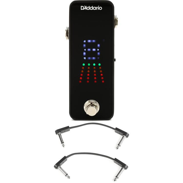 D'Addario Chromatic Pedal Tuner+ Tuner Pedal with 3 Patch Cables