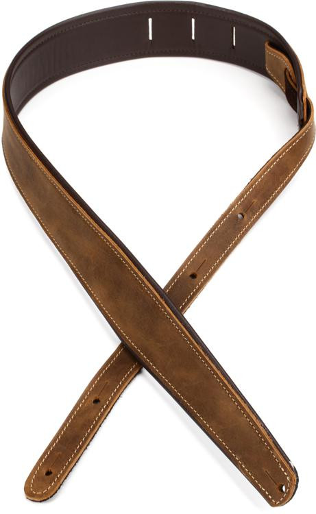 LM Products Premier Guitar Strap - Rustic Leather, Kona Brown | Sweetwater