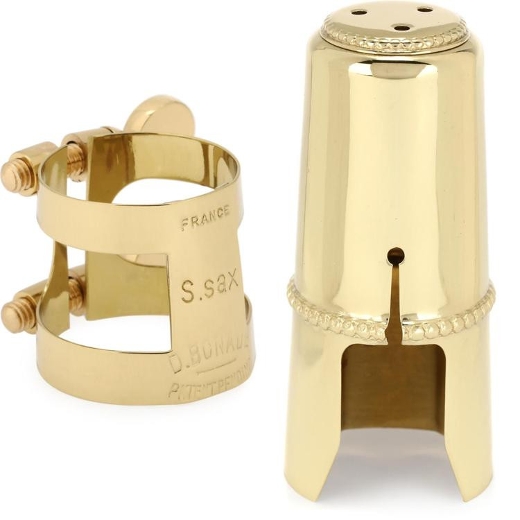 Bonade 2257UG Inverted Soprano Saxophone Ligature with Cap Gold