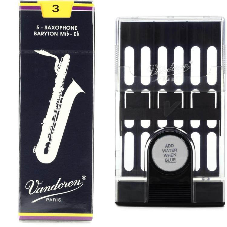 Vandoren SR243 Traditional Baritone Saxophone Reeds with Reed Case