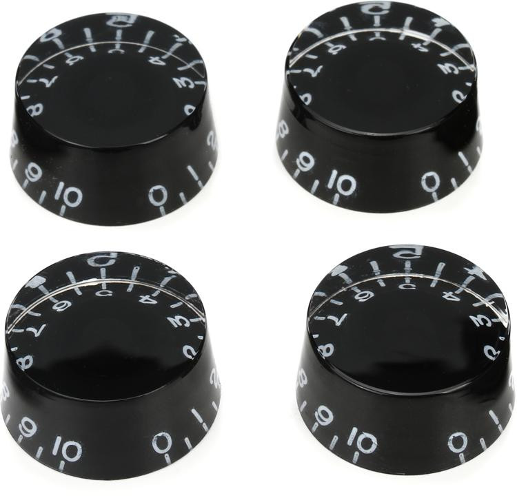 *NEW* SPEED KNOBS FOR GIBSON LES PAUL GUITAR SET OF 4 BLACK LEFT HAND LEFTY 