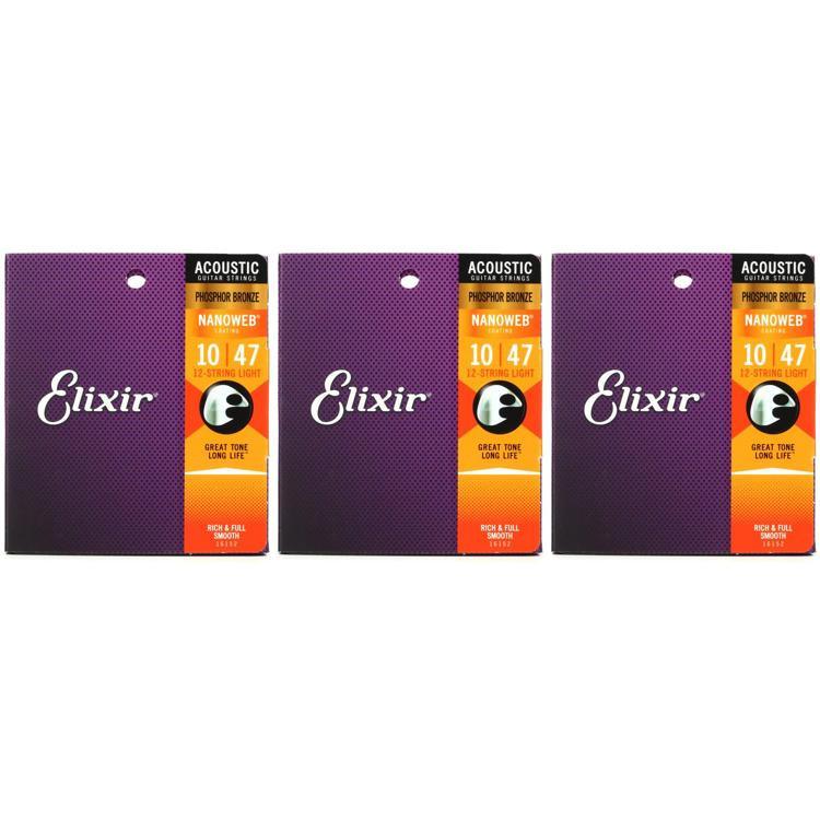 Elixir Strings 16152 Nanoweb Phosphor Bronze Acoustic Guitar Strings
