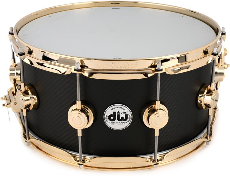 DW Carbon Fiber Snare Drum 6.5 x 14 inch Gold Hardware Sweetwater