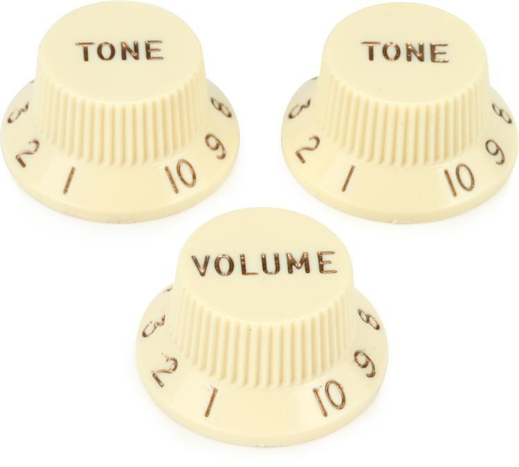 Fender Strat Replacement Knobs Left Handed - Aged White | Sweetwater