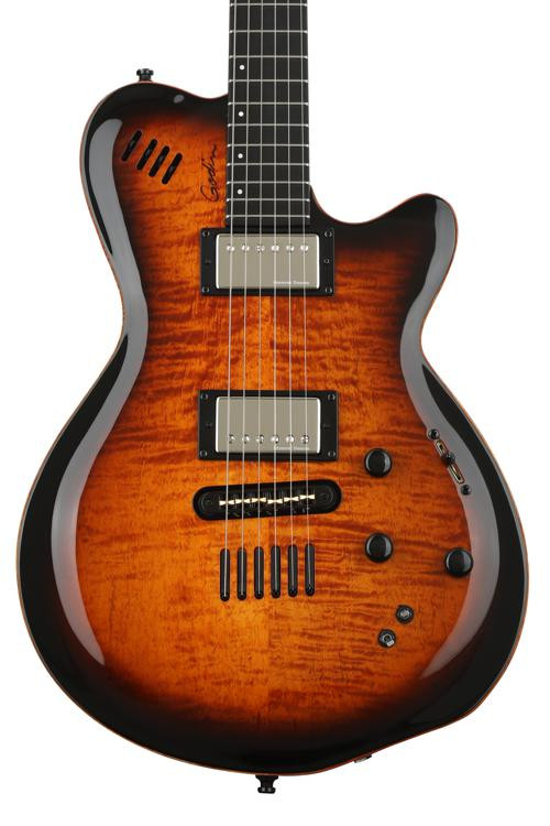 Godin LGXSA Electric Guitar Cognac Burst Flame AA Sweetwater