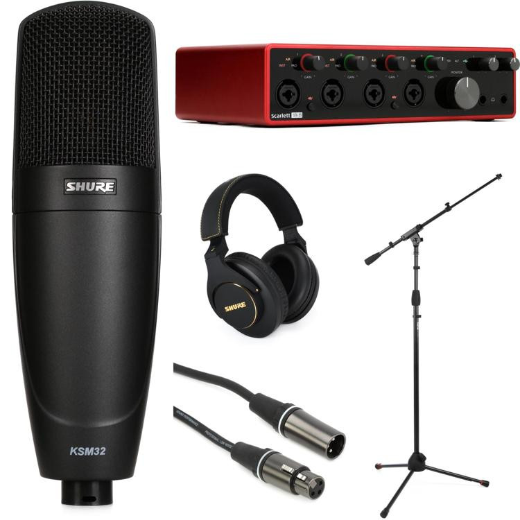 Shure KSM32 Largediaphragm Condenser Microphone and Focusrite Scarlett 18i8 USB Audio Interface