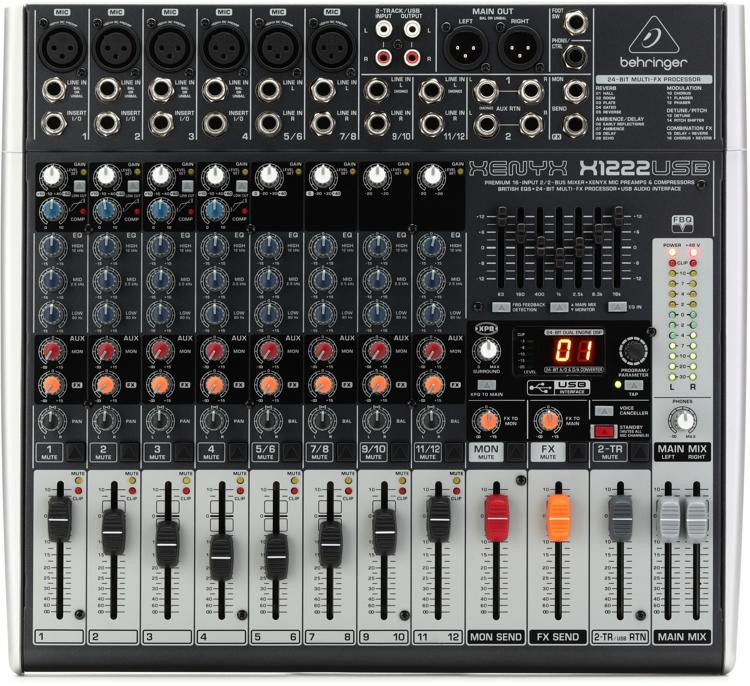 Behringer Xenyx X1222USB Mixer with USB and Effects Sweetwater