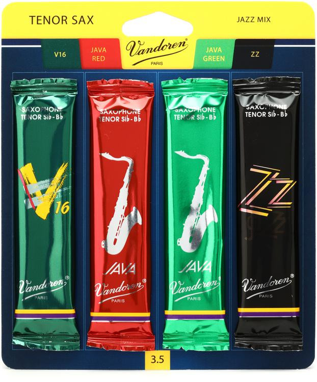 Vandoren SRMIXT35 Jazz Mix Tenor Saxophone Reeds 3.5 (4pack