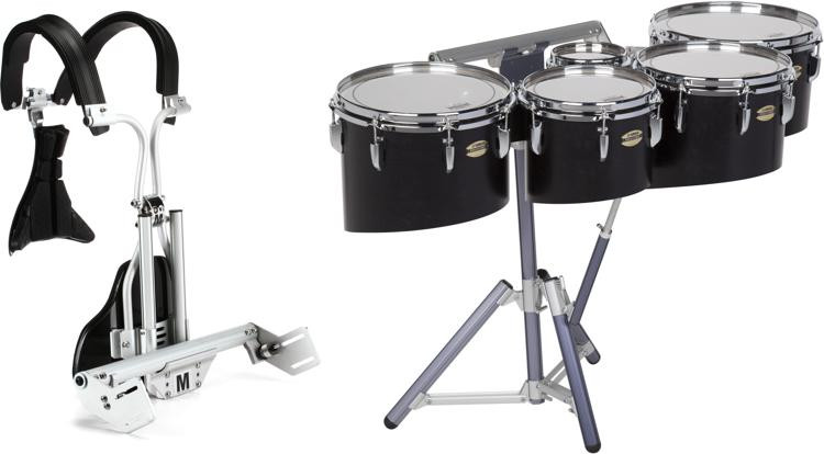 Yamaha 8300 Field Corps Series Marching Tenor Drums Large Quint With Carrier Black Forest 5013