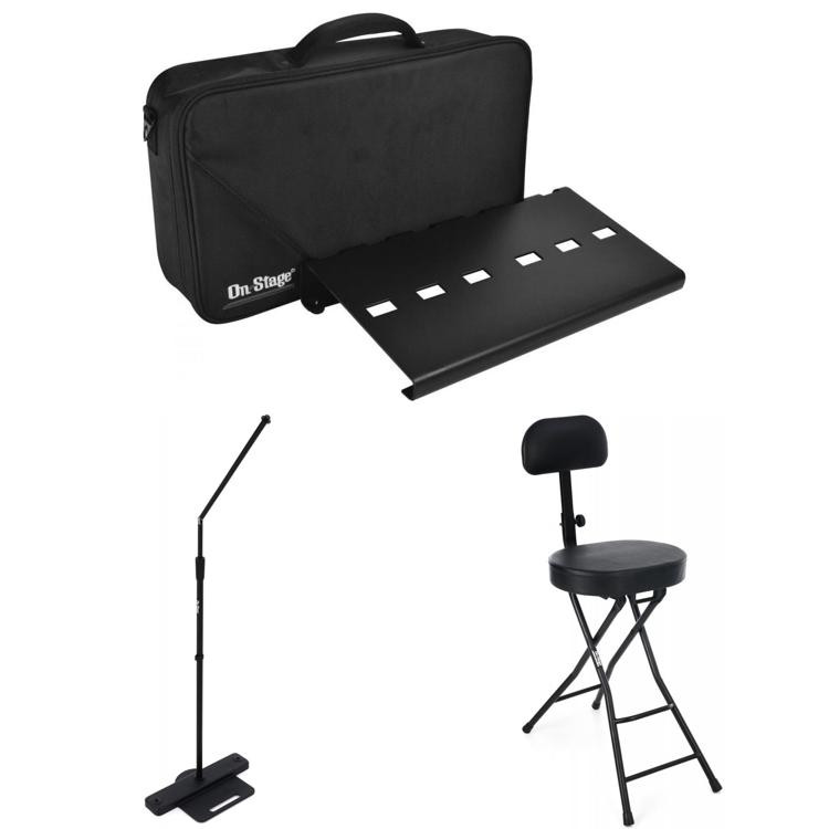 OnStage Pedalboard with Gig Bag, Mic Stand, and Stool Bundle Sweetwater