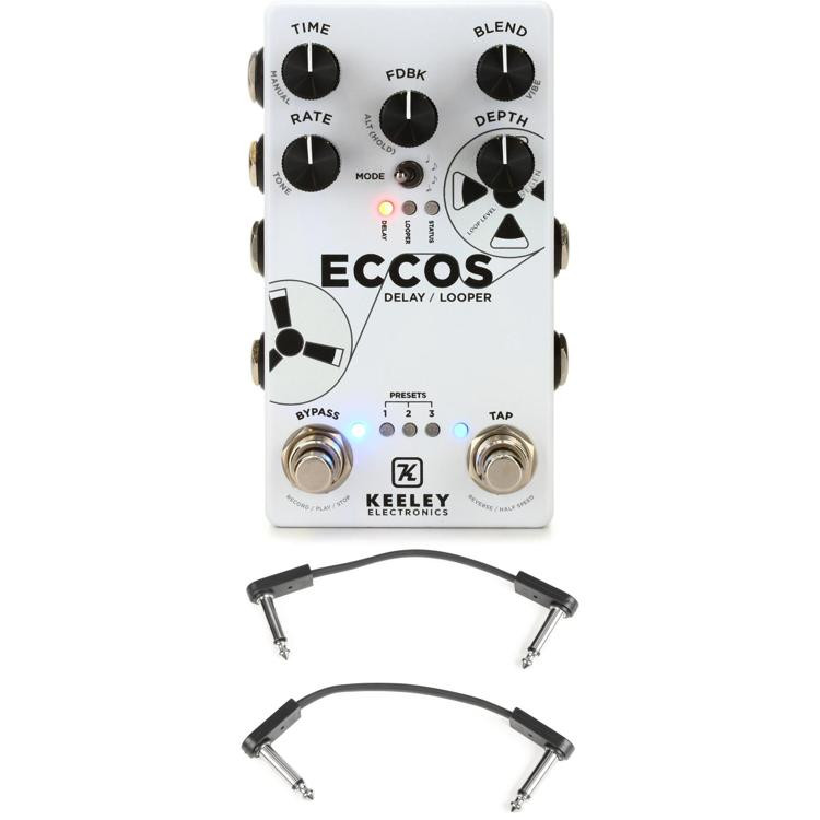 Keeley ECCOS Delay / Looper Pedal with 3 Patch Cables Sweetwater