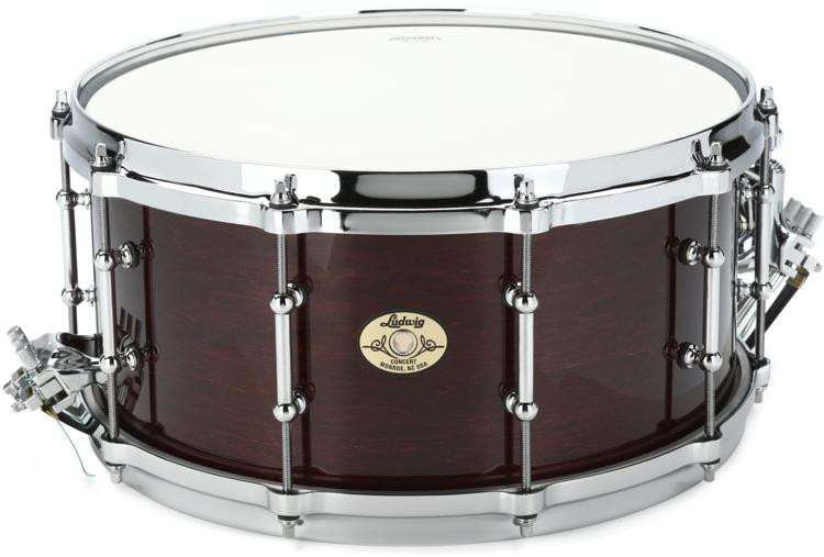 Ludwig Concert Maple Snare Drum 6.5inch x 14inch, Mahogany Sweetwater