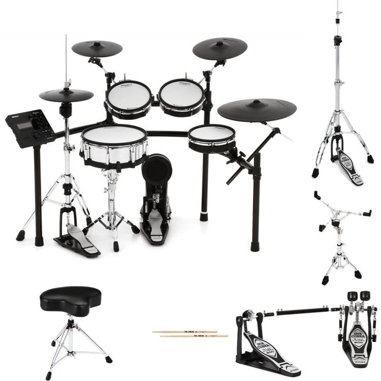 Roland TD-25KV Electronic Drum Kit Bundle with 4 Pairs of Drumsticks and Drum Throne 