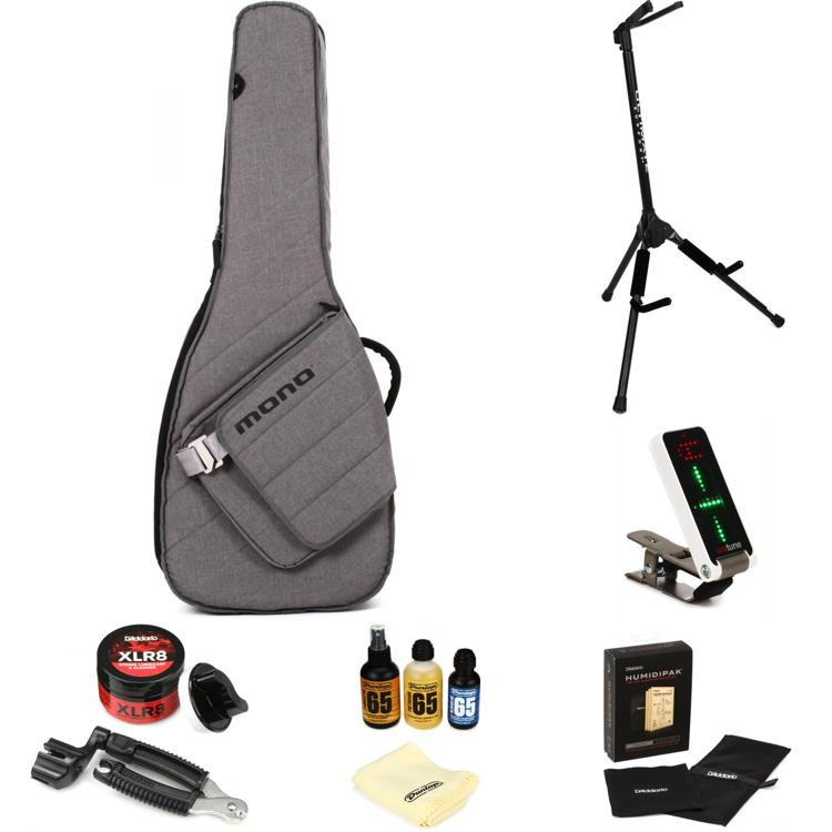 MONO Sleeve Acoustic Guitar Gig Bag Essential Care Bundle Ash