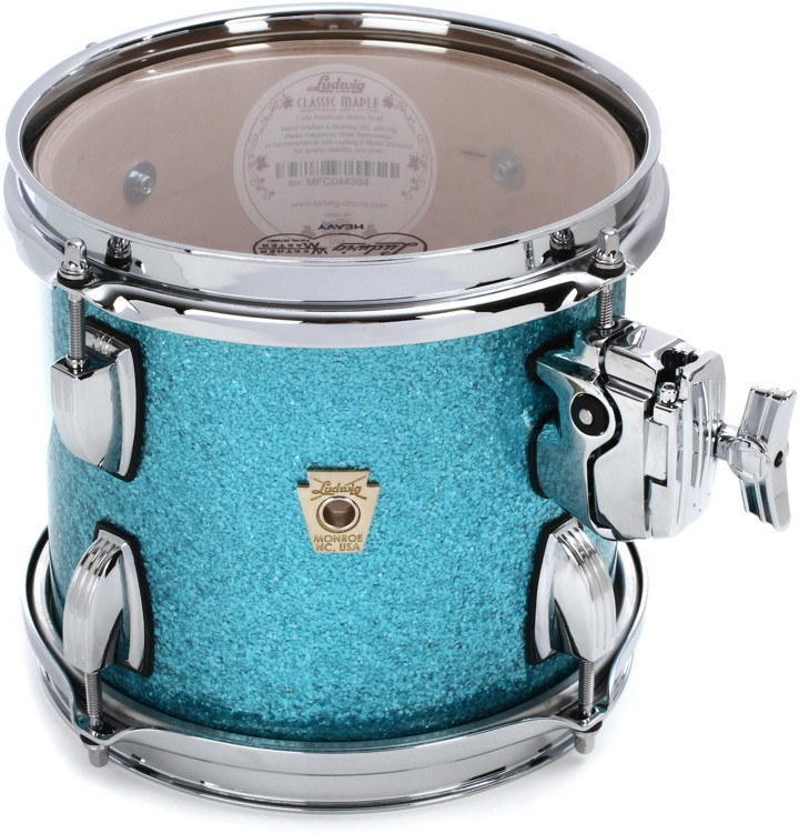 Ludwig Classic Maple Mounted Tom 7" x 8" Teal Sparkle Sweetwater