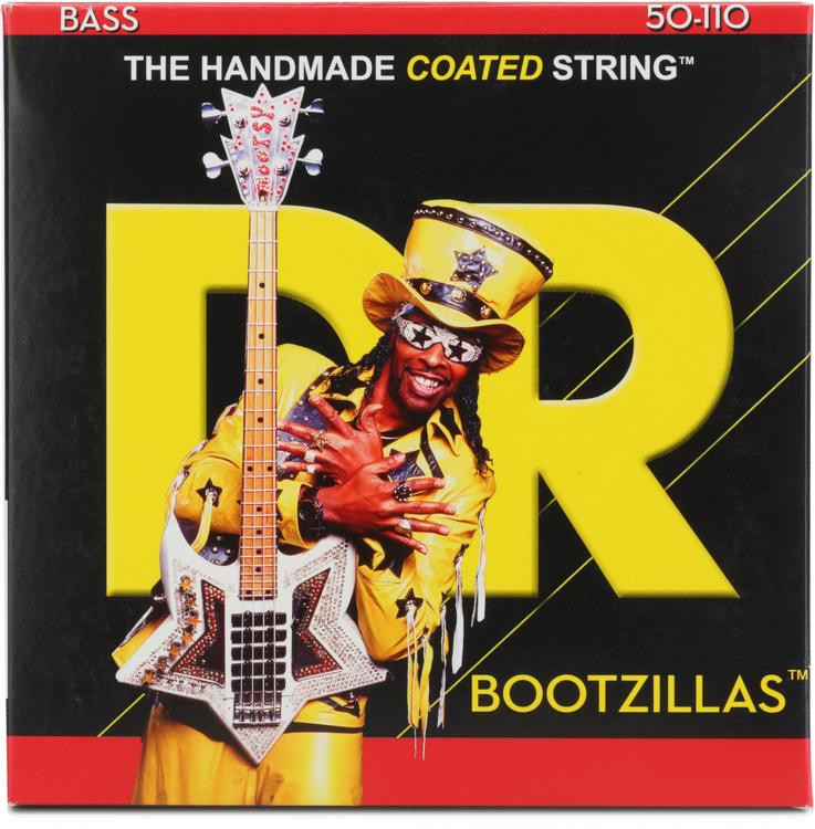 DR Strings BZ50 Bootzillas Clear Coated Stainless Steel Bass Guitar Strings .050.110 Heavy