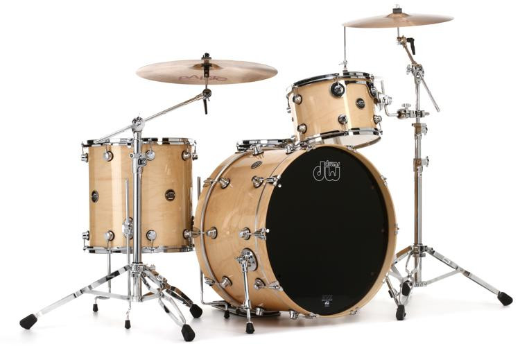 DW Performance Series 3piece Shell Pack with 24" Bass Drum Natural Lacquer Sweetwater