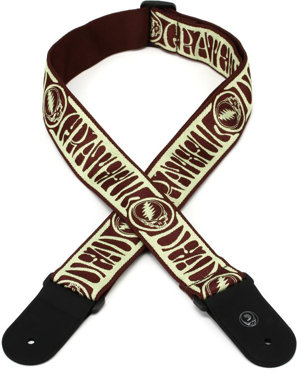 D'Addario 50GD01 Grateful Dead Woven Guitar Strap Steal Your Face Tan