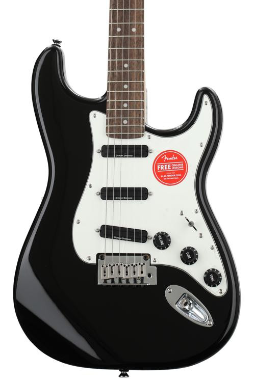 Squier Deluxe Hot Rails Stratocaster - Black w/ Laurel Fingerboard ...