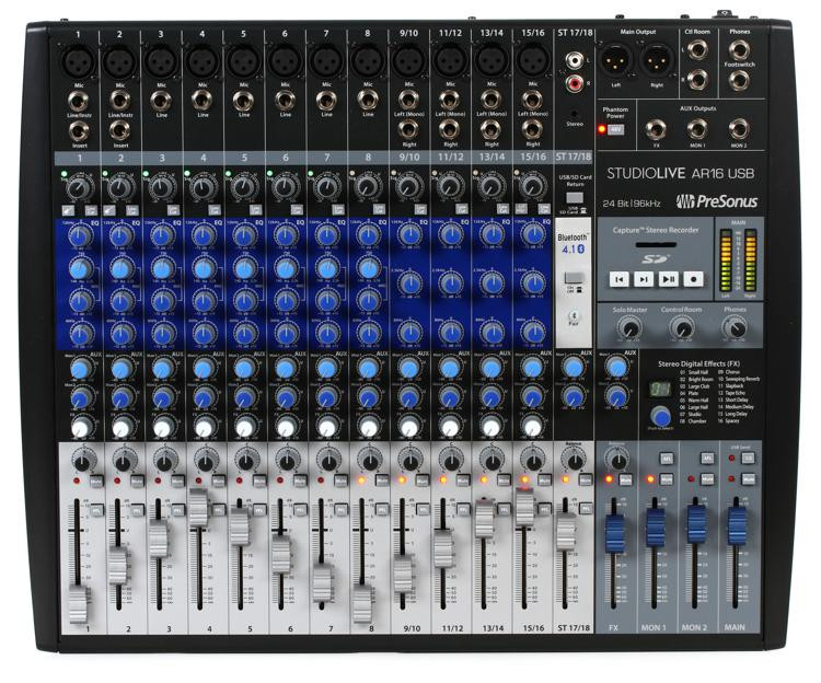 PreSonus StudioLive AR16 USB Mixer and Audio Interface with Effects ...