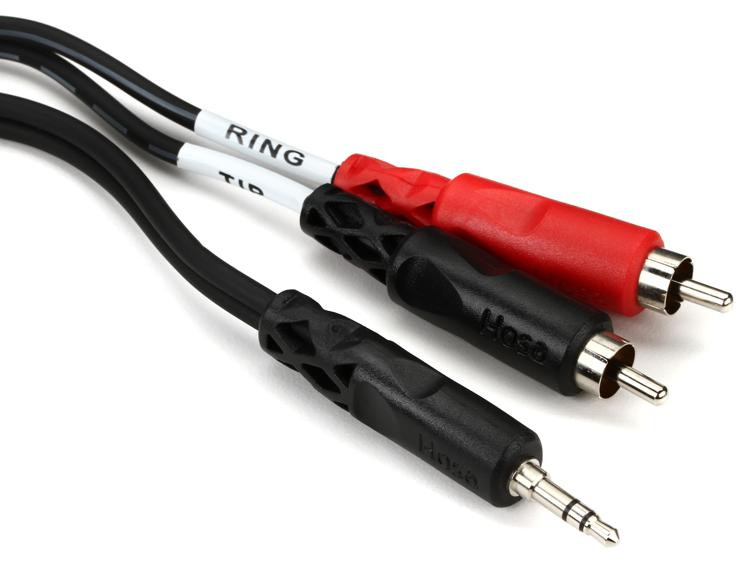 Hosa CMR-203 Stereo Breakout Cable - 3.5mm TRS Male to Left and Right RCA Male - 3 foot image 1