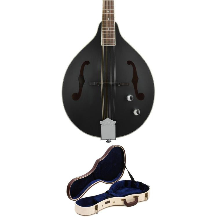Luna Moonbird AStyle AcousticElectric Mandolin and Case Black Satin