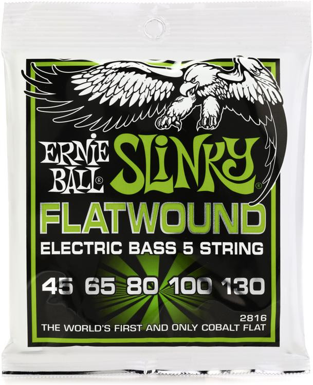 Ernie Ball 2816 Regular Slinky Flatwound Electric Bass Guitar Strings .045.130 5string