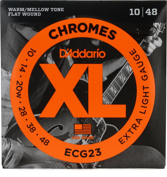 D'Addario ECG23 Chromes Flatwound Extra Light Electric Strings Sweetwater