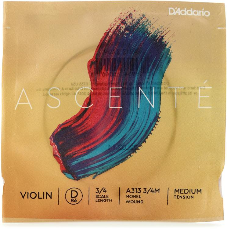 D'Addario A313 Ascente Violin D String 3/4 Size, Medium Tension