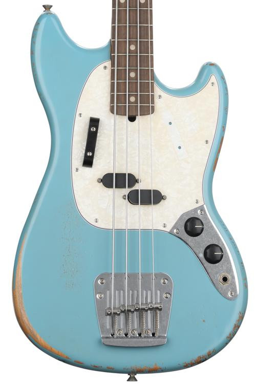 Fender Jmj Road Worn Mustang Bass Faded Daphne Blue Sweetwater 0363