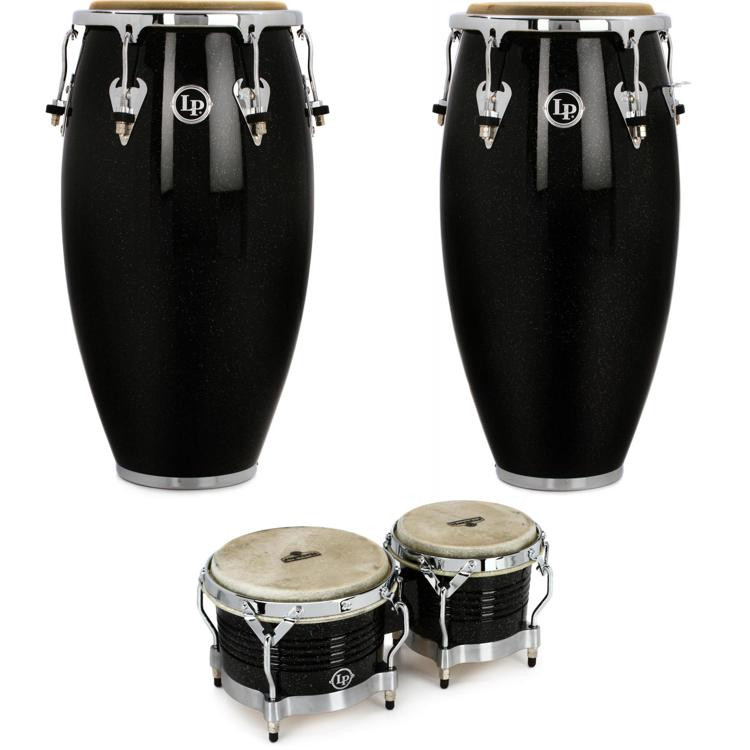 Latin Percussion Matador Wood Conga Set with Bongos Black Nebula